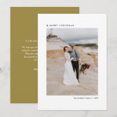 Gold kerstboom Modern Merry-kerstfoto Feestdagenkaart (Voorkant / Achterkant)