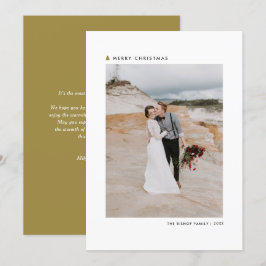 Gold kerstboom Modern Merry-kerstfoto Feestdagenkaart