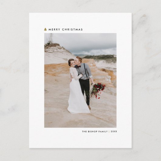 Gold kerstboom Modern Merry-kerstfoto Feestdagenkaart (Voorkant)