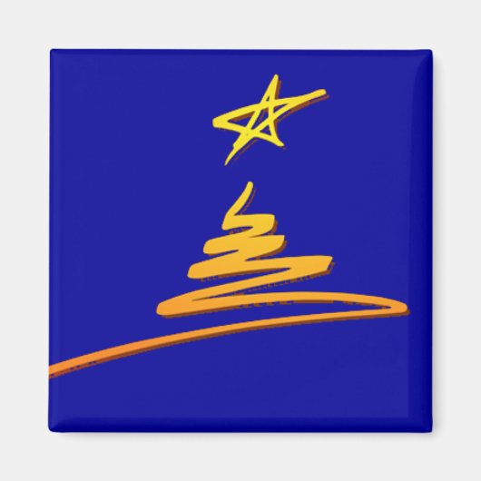 Gold-kerstboom op Blue Magnet (Voorkant)