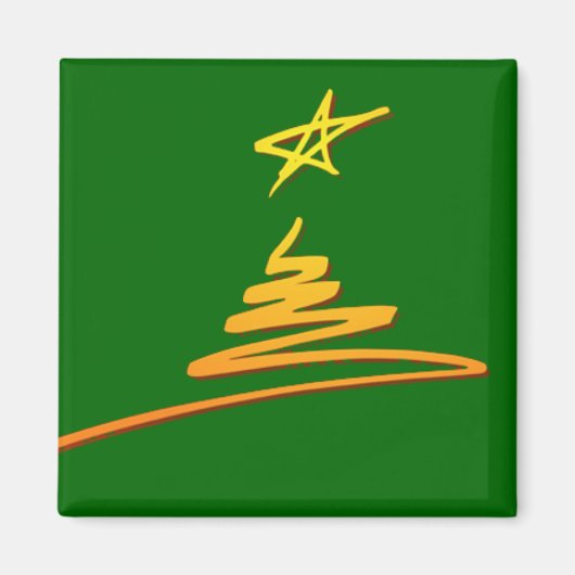 Gold-kerstboom op Green Magnet (Voorkant)