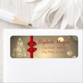 Gold kerstboom, Red Bow, feestdag Etiket (Insitu)