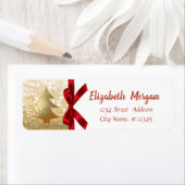 Gold kerstboom, Red Bow, Glitter Holiday Etiket (Insitu)