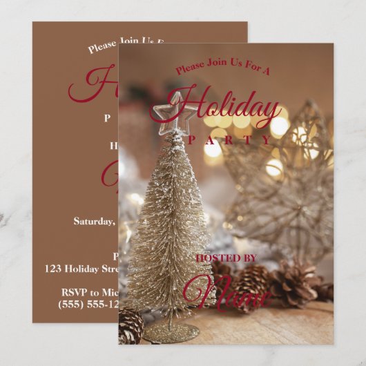 Gold kerstboom, sterrenspel kaart (Voorkant / Achterkant)