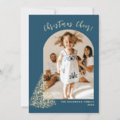 Gold kerstboom Twee Foto 2022-feestdag Feestdagenkaart (Voorkant)