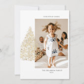 Gold kerstboom Twee Foto 2022-feestdag Kaart (Voorkant)