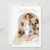 Gold kerstboom Twee foto 2022 Feestdagenkaart (Voorkant)