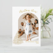 Gold kerstboom Twee foto 2022 Feestdagenkaart (Staand voorkant)