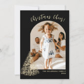 Gold kerstboom Twee foto 2022 Feestdagenkaart (Voorkant)