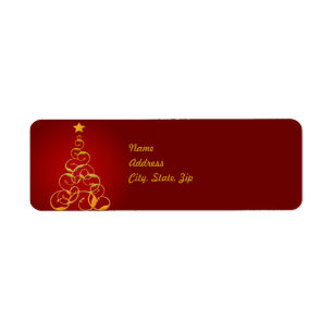 Gold kerstboomadreslabel Sjabloon Etiket