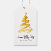Gold kerstboomfeestdag cadeaulabel (Voorkant)