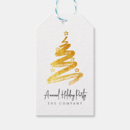 Gold kerstboomfeestdag cadeaulabel