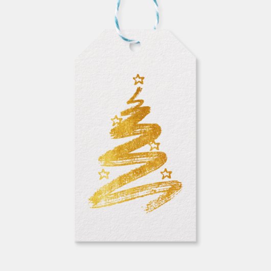 Gold kerstboomfeestdag cadeaulabel (Achterkant)