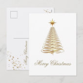 Gold kerstboomfeestdag feestdagenkaart (Voorkant / Achterkant)