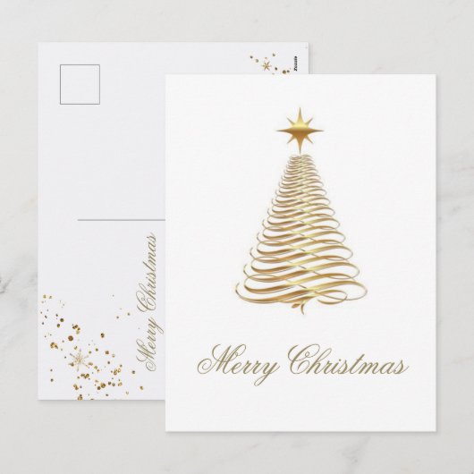 Gold kerstboomfeestdag feestdagenkaart (Voorkant / Achterkant)