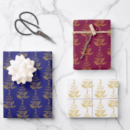 Gold kerstboomfeestdag inpakpapier vel