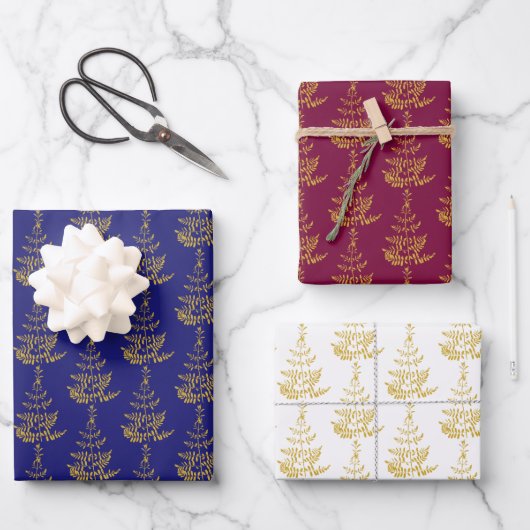 Gold kerstboomfeestdag inpakpapier vel (Voorkant)