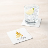 Gold kerstboomfeestdag kartonnen onderzetters (Insitu)