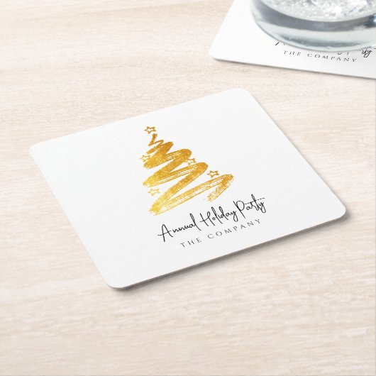 Gold kerstboomfeestdag kartonnen onderzetters (Schuin)