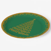 Gold kerstboomfeestdag papieren bordje (Gekanteld)