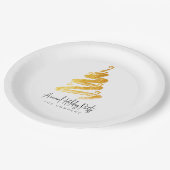 Gold kerstboomfeestdag papieren bordje (Gekanteld)