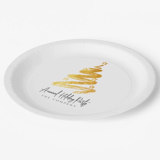 Gold kerstboomfeestdag papieren bordje (Gekanteld)