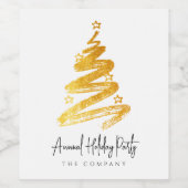 Gold kerstboomfeestdag wijn etiket (Enkel label)