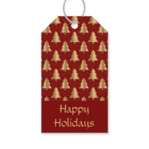 Gold kerstboompatroon op rood