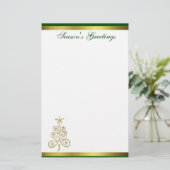 Gold kerstboomvakantie briefpapier (Staand voorkant)