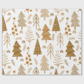 Gold kerstboomvakantie cadeaupapier (Vlak)