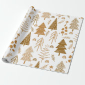 Gold kerstboomvakantie cadeaupapier (Uitgerold)