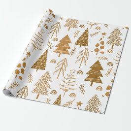 Gold kerstboomvakantie cadeaupapier