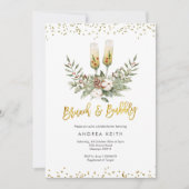 Gold KerstBrunch en Bubble Vrijgezellenfeest Kaart (Voorkant)