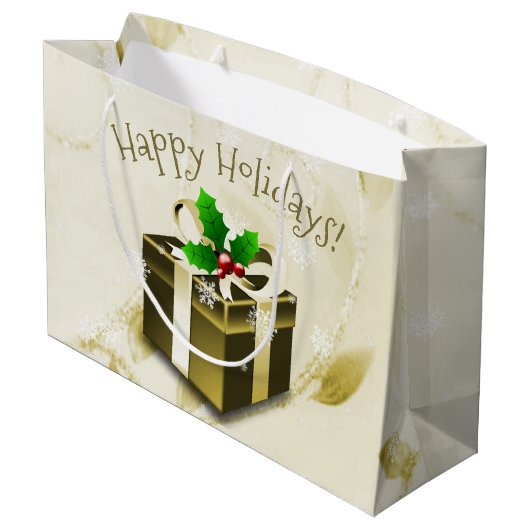 Gold kerstcadeau cadeau groot cadeauzakje (Achterkant Gekanteld)