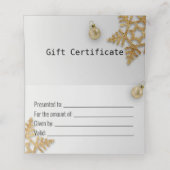 Gold-kerstcadeau met gouden neusvlokken plaatskaartje (Binnenkant ongevouwen)