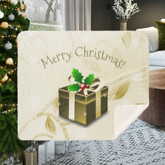 Gold kerstcadeau Sherpa Blanket Deken