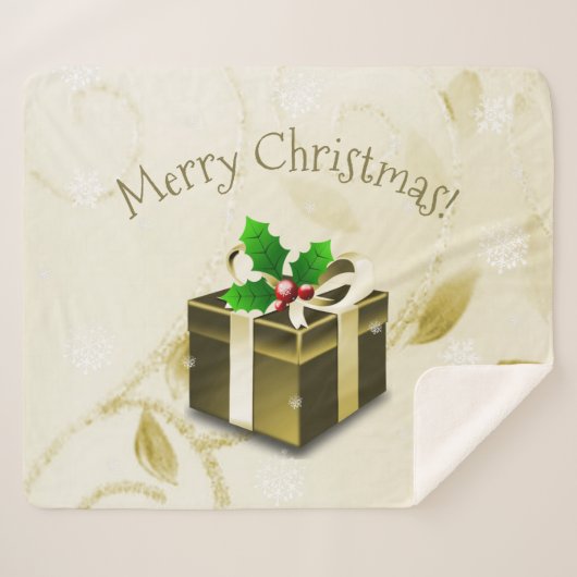 Gold kerstcadeau Sherpa Blanket Sherpa Deken (Voorkant (horizontaal))