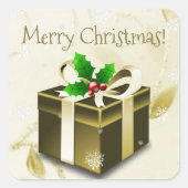 Gold kerstcadeau-Sticker Vierkante Sticker (Voorkant)