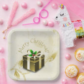 Gold kerstcadeaupapier Bord (Feest)