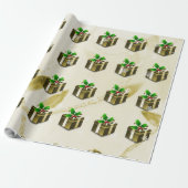 Gold kerstcadeaupapier cadeaupapier (Uitgerold)