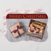 Gold kerstcadeautje Snowy Deck Fancy Knip Foto Feestdagenkaart (Voorkant / Achterkant)