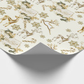 Gold kerstDesign op wit Cadeaupapier (Hoek)