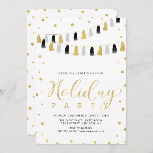 Gold-kerstfeest, feestdag voor bedrijven kaart (Voorkant / Achterkant)