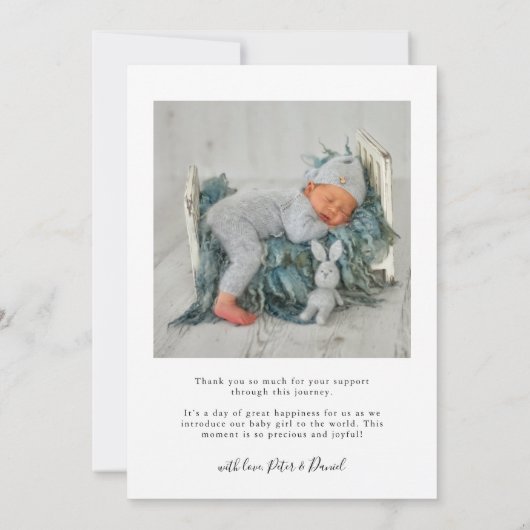 Gold Kerstfeest Joy Baby Foto Birth Aankondiging (Achterkant)