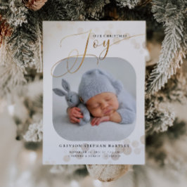 Gold Kerstfeest Joy Baby Foto Birth Aankondiging