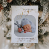 Gold Kerstfeest Joy Baby Foto Birth Aankondiging