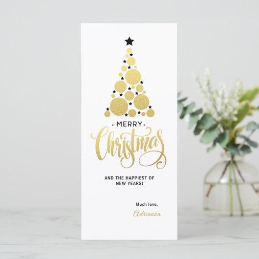 Gold Kerstfeestdag Kaart (Staand voorkant)