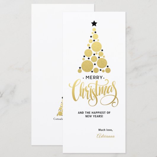 Gold Kerstfeestdag Kaart (Voorkant / Achterkant)