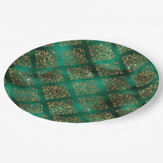 Gold Kerstfeestdag metallic Damask Elegant Papieren Bordje (Gekanteld)