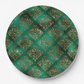 Gold Kerstfeestdag metallic Damask Elegant Papieren Bordje (Voorkant)